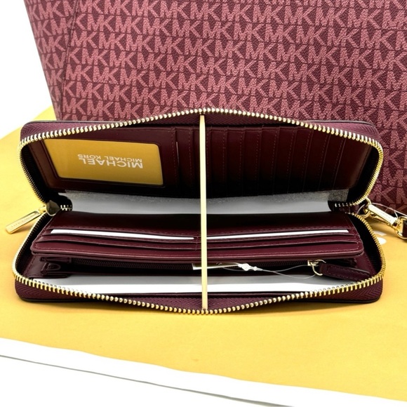 Michael Kors Large JST Chain Shoulder Bag & Large Continental Wallet Ox Blood - Picture 11 of 12